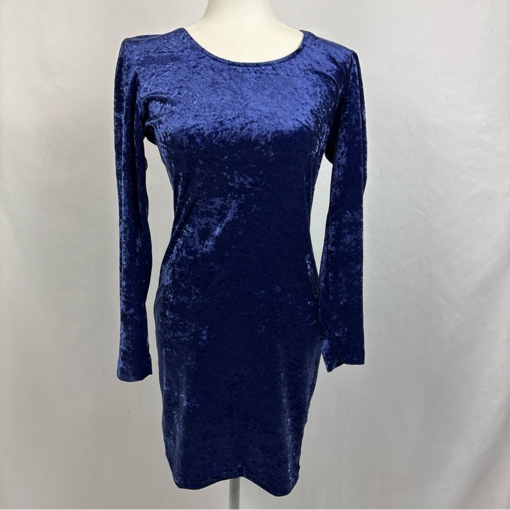 Vintage All That Jazz Blue Velvet Dress Mini 90s Dark Academia Witchy Goth Sz M
